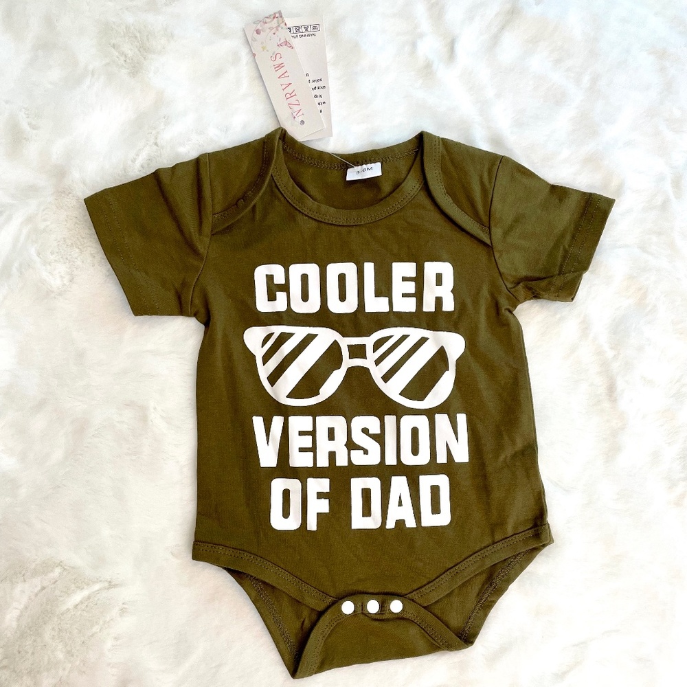 NZRVAWS Onesie Cooler Version of Dad 3-6M Khaki Brown White Wording - NWT